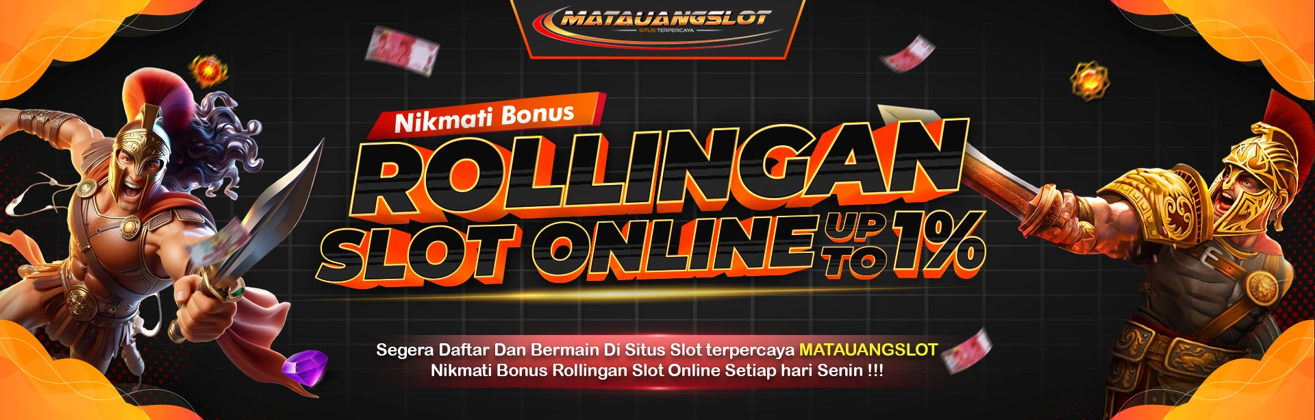 Banner Rollingan Slot Online Up to 1%